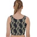 Dark Botanical Motif Pattern Velvet Racer Back Crop Top View2