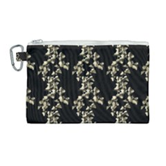 Dark Botanical Motif Pattern Canvas Cosmetic Bag (large) by dflcprintsclothing