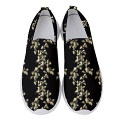 Dark Botanical Motif Pattern Women s Slip On Sneakers by dflcprintsclothing