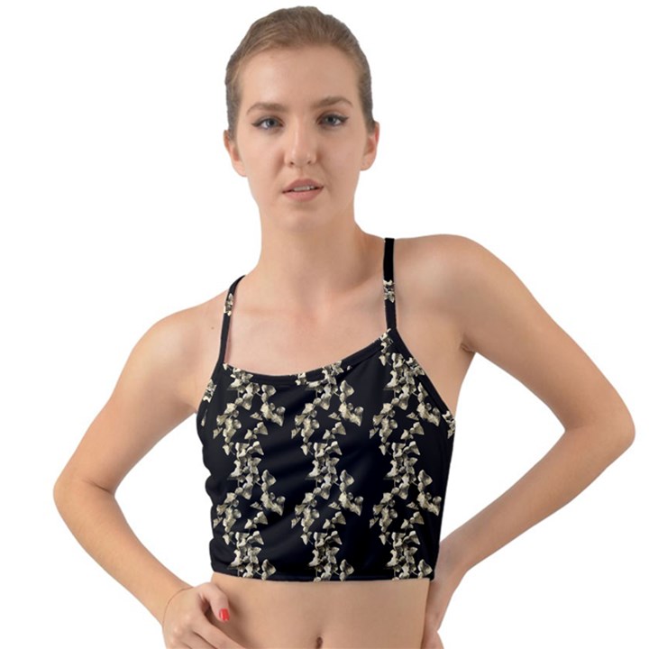 Dark Botanical Motif Pattern Mini Tank Bikini Top