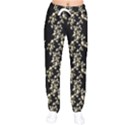 Dark Botanical Motif Pattern Women velvet Drawstring Pants View1