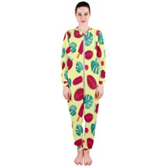 Watermelons, Fruits And Ice Cream, Pastel Colors, At Yellow Onepiece Jumpsuit (ladies)  by Casemiro