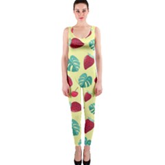 Watermelons, Fruits And Ice Cream, Pastel Colors, At Yellow One Piece Catsuit by Casemiro