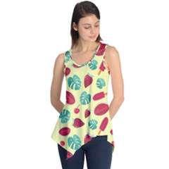 Watermelons, Fruits And Ice Cream, Pastel Colors, At Yellow Sleeveless Tunic by Casemiro