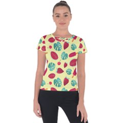 Watermelons, Fruits And Ice Cream, Pastel Colors, At Yellow Short Sleeve Sports Top  by Casemiro