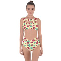 Watermelons, Fruits And Ice Cream, Pastel Colors, At Yellow Bandaged Up Bikini Set  by Casemiro