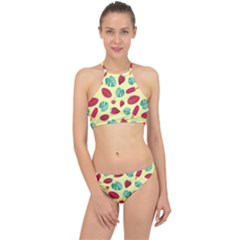 Watermelons, Fruits And Ice Cream, Pastel Colors, At Yellow Racer Front Bikini Set by Casemiro