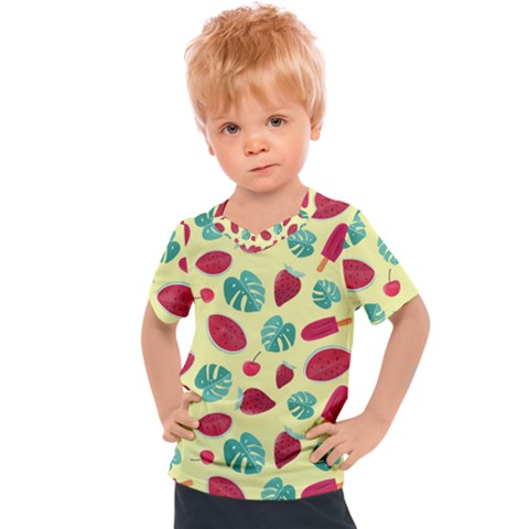 Watermelons, Fruits And Ice Cream, Pastel Colors, At Yellow Kids  Sports Tee by Casemiro