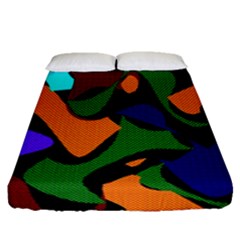 Trippy Paint Splash, Asymmetric Dotted Camo In Saturated Colors Fitted Sheet (queen Size) by Casemiro