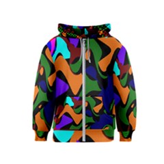 Trippy Paint Splash, Asymmetric Dotted Camo In Saturated Colors Kids  Zipper Hoodie by Casemiro