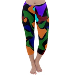 Trippy Paint Splash, Asymmetric Dotted Camo In Saturated Colors Capri Winter Leggings  by Casemiro