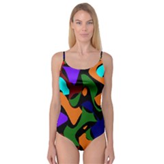 Trippy Paint Splash, Asymmetric Dotted Camo In Saturated Colors Camisole Leotard  by Casemiro