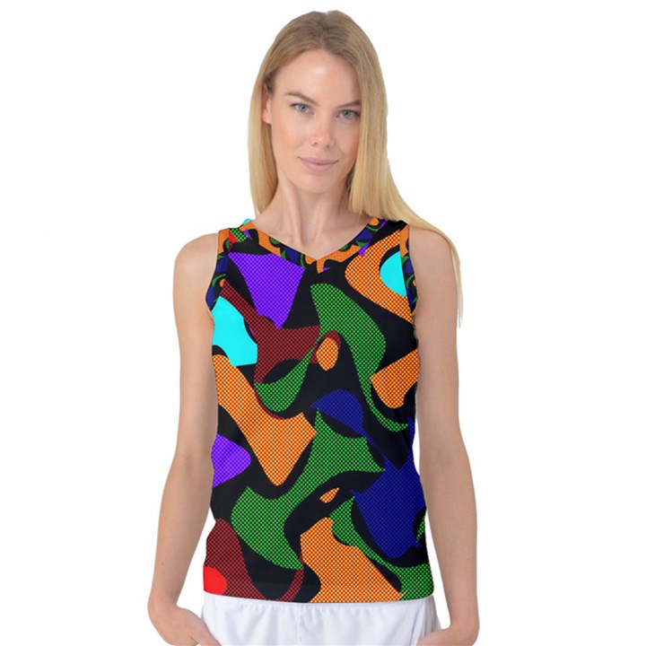 Trippy paint splash, asymmetric dotted camo in saturated colors Women s Basketball Tank Top