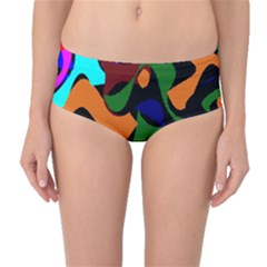 Trippy Paint Splash, Asymmetric Dotted Camo In Saturated Colors Mid-waist Bikini Bottoms by Casemiro