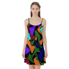 Trippy Paint Splash, Asymmetric Dotted Camo In Saturated Colors Satin Night Slip by Casemiro