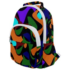 Trippy Paint Splash, Asymmetric Dotted Camo In Saturated Colors Rounded Multi Pocket Backpack by Casemiro