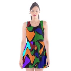 Trippy Paint Splash, Asymmetric Dotted Camo In Saturated Colors Scoop Neck Skater Dress by Casemiro