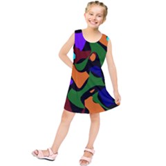 Trippy Paint Splash, Asymmetric Dotted Camo In Saturated Colors Kids  Tunic Dress by Casemiro