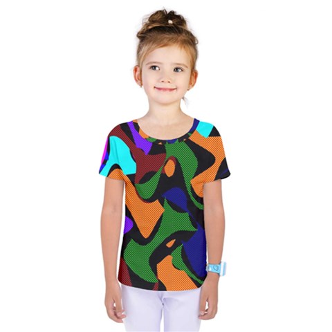 Trippy Paint Splash, Asymmetric Dotted Camo In Saturated Colors Kids  One Piece Tee by Casemiro