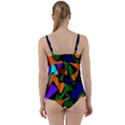 Trippy paint splash, asymmetric dotted camo in saturated colors Twist Front Tankini Set View2