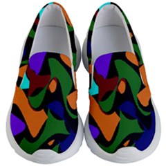 Trippy Paint Splash, Asymmetric Dotted Camo In Saturated Colors Kids Lightweight Slip Ons by Casemiro