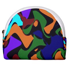 Trippy Paint Splash, Asymmetric Dotted Camo In Saturated Colors Horseshoe Style Canvas Pouch by Casemiro