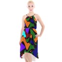 Trippy paint splash, asymmetric dotted camo in saturated colors High-Low Halter Chiffon Dress  View1