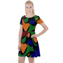 Trippy Paint Splash, Asymmetric Dotted Camo In Saturated Colors Cap Sleeve Velour Dress  by Casemiro