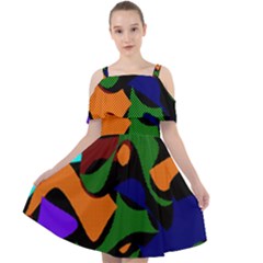 Trippy Paint Splash, Asymmetric Dotted Camo In Saturated Colors Cut Out Shoulders Chiffon Dress by Casemiro