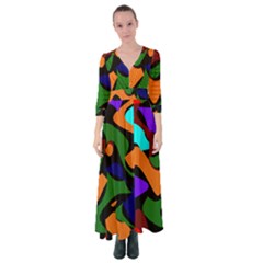 Trippy Paint Splash, Asymmetric Dotted Camo In Saturated Colors Button Up Maxi Dress by Casemiro