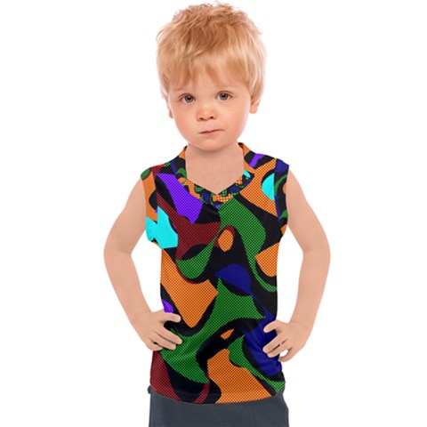 Trippy Paint Splash, Asymmetric Dotted Camo In Saturated Colors Kids  Sport Tank Top by Casemiro