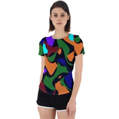 Trippy Paint Splash, Asymmetric Dotted Camo In Saturated Colors Back Cut Out Sport Tee by Casemiro