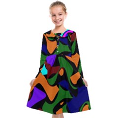 Trippy Paint Splash, Asymmetric Dotted Camo In Saturated Colors Kids  Midi Sailor Dress by Casemiro