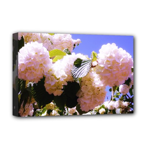 Pink Snowball Branch Deluxe Canvas 18  X 12  (stretched) by okhismakingart