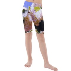 Pink Snowball Branch Kids  Mid Length Swim Shorts by okhismakingart