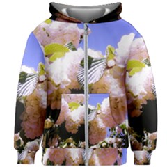 Pink Snowball Branch Kids  Zipper Hoodie Without Drawstring