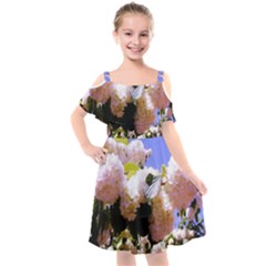 Pink Snowball Branch Kids  Cut Out Shoulders Chiffon Dress by okhismakingart