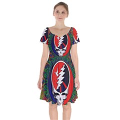 Grateful Dead - Short Sleeve Bardot Dress by Sapixe