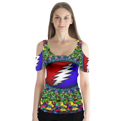 Grateful Dead Butterfly Sleeve Cutout Tee  by Sapixe