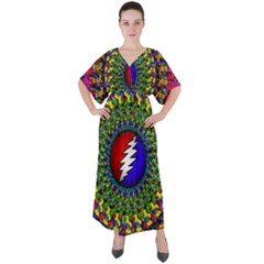 Grateful Dead V-neck Boho Style Maxi Dress by Sapixe