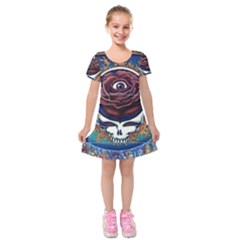 Grateful Dead Ahead Of Their Time Kids  Short Sleeve Velvet Dress by Sapixe