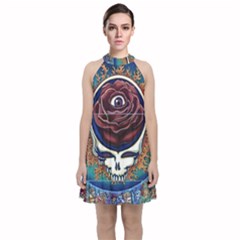 Grateful Dead Ahead Of Their Time Velvet Halter Neckline Dress  by Sapixe