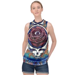 Grateful Dead Ahead Of Their Time High Neck Satin Top by Sapixe