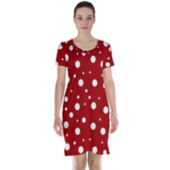 Mushroom Pattern, Red And White Dots, Circles Theme Short Sleeve Nightdress by Casemiro