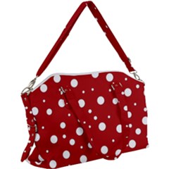 Mushroom Pattern, Red And White Dots, Circles Theme Canvas Crossbody Bag by Casemiro