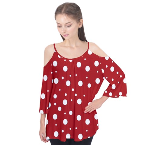 Mushroom Pattern, Red And White Dots, Circles Theme Flutter Tees by Casemiro