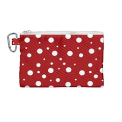 Mushroom Pattern, Red And White Dots, Circles Theme Canvas Cosmetic Bag (medium) by Casemiro