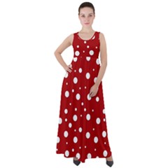 Mushroom Pattern, Red And White Dots, Circles Theme Empire Waist Velour Maxi Dress by Casemiro