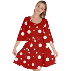 Mushroom Pattern, Red And White Dots, Circles Theme Velour Kimono Dress by Casemiro