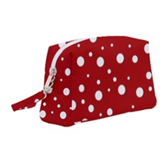 Mushroom Pattern, Red And White Dots, Circles Theme Wristlet Pouch Bag (medium) by Casemiro